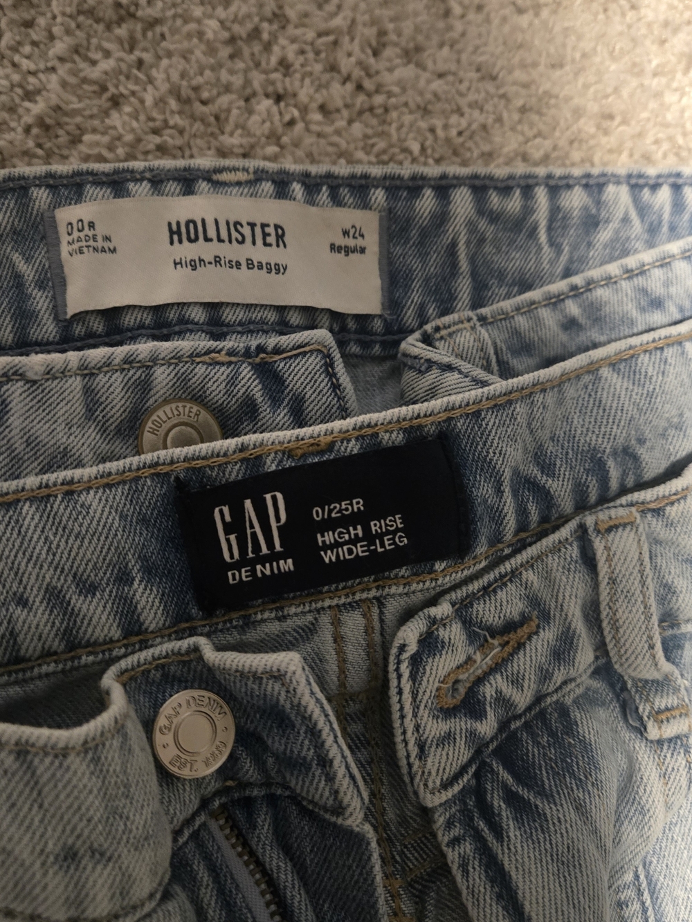 GAP And HOLLISTER High-Rise Wide-Leg Jeans - Light Wash Blue